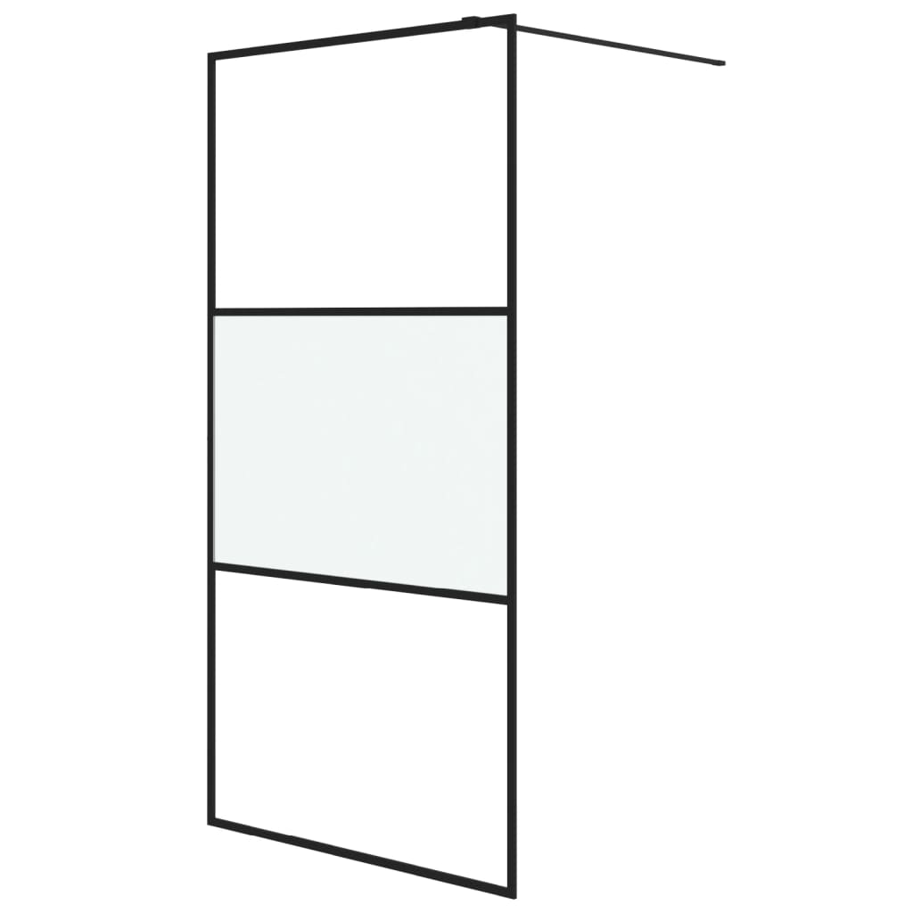 Vidaxl divisória de chuveiro 100x195 cm vidro semiopaco esg preto