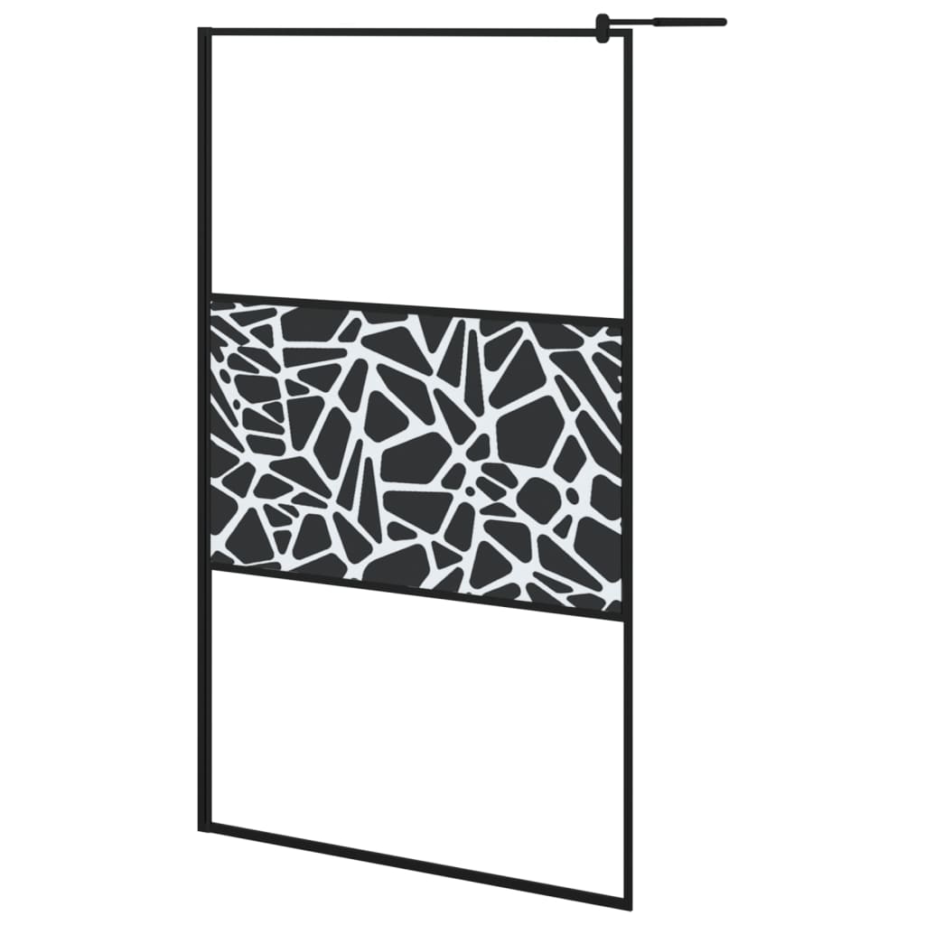 Vidaxl divisória de chuveiro 115x195cm vidro esg design pedras preto
