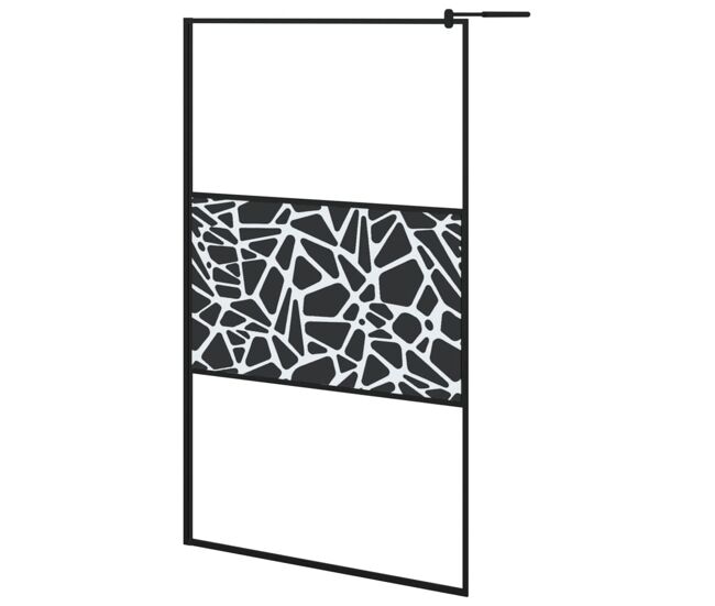 Vidaxl divisória de chuveiro 115x195cm vidro esg design pedras preto