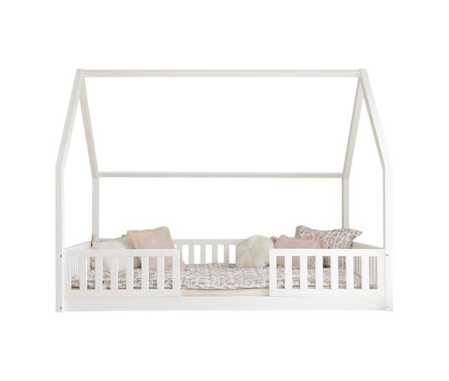 Cama cabana 140x200 barreiras e base incluída pés 1 cm daisy branco