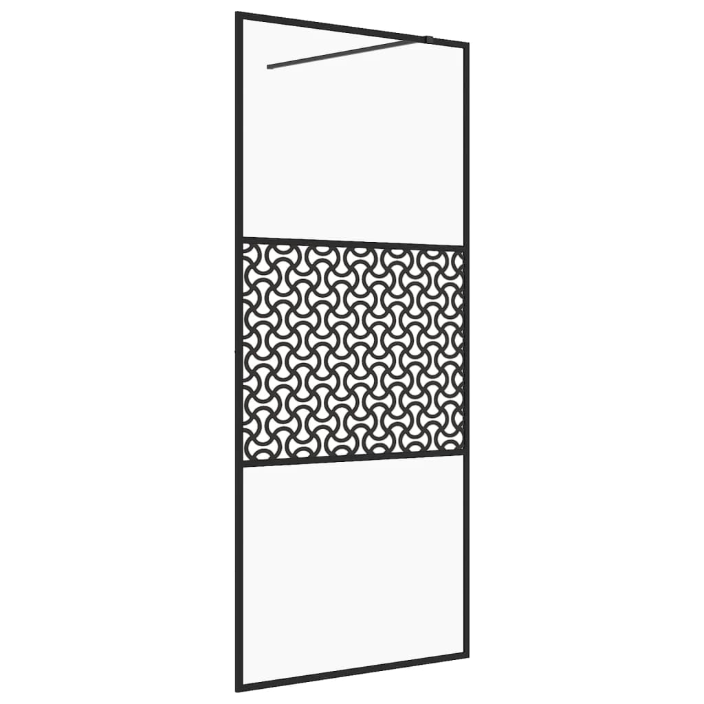 Vidaxl divisória de chuveiro 80x195 cm vidro transparente esg preto
