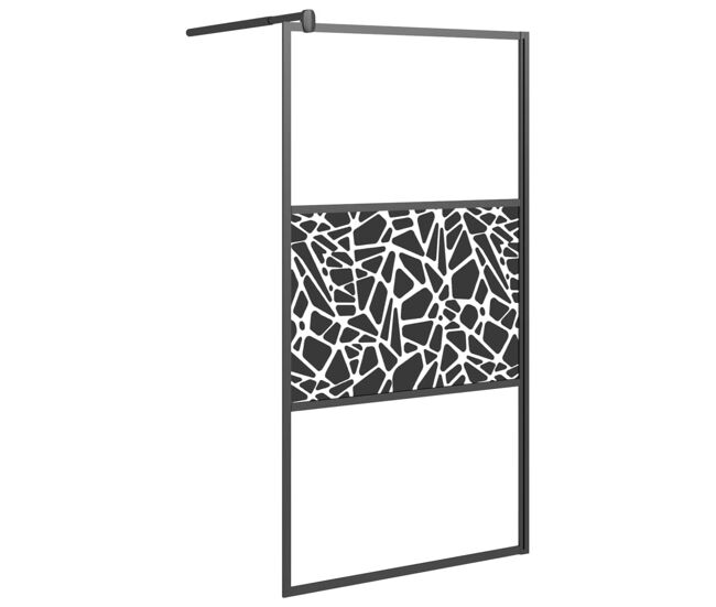Vidaxl divisória de chuveiro 100x195cm vidro esg design pedras preto