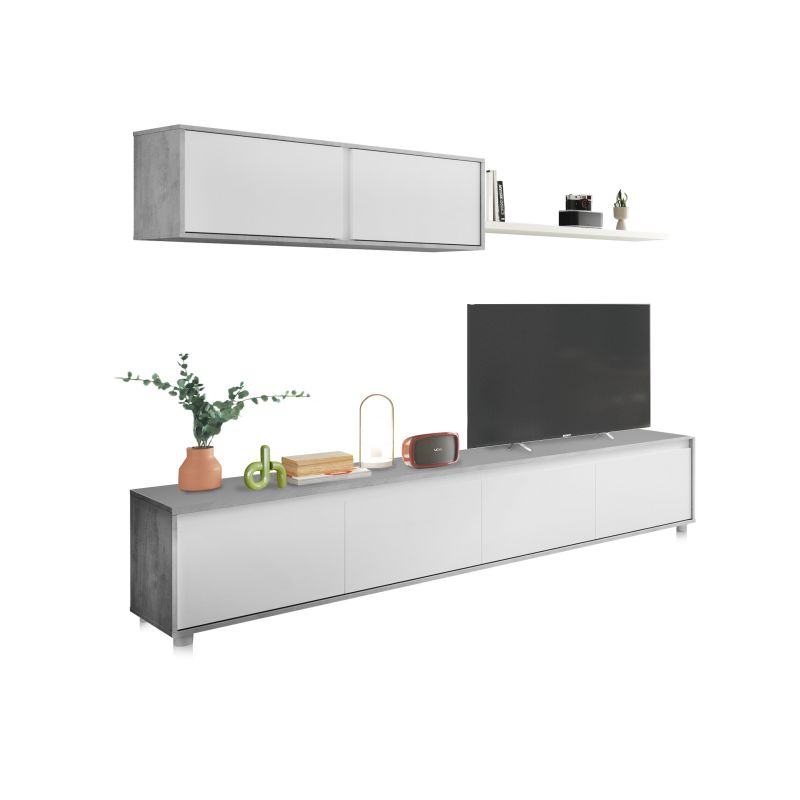 Duehome Salão Arlet Artik ( Mate) - Cinzento Cimento 200 X 43 X 41 Cm Branco