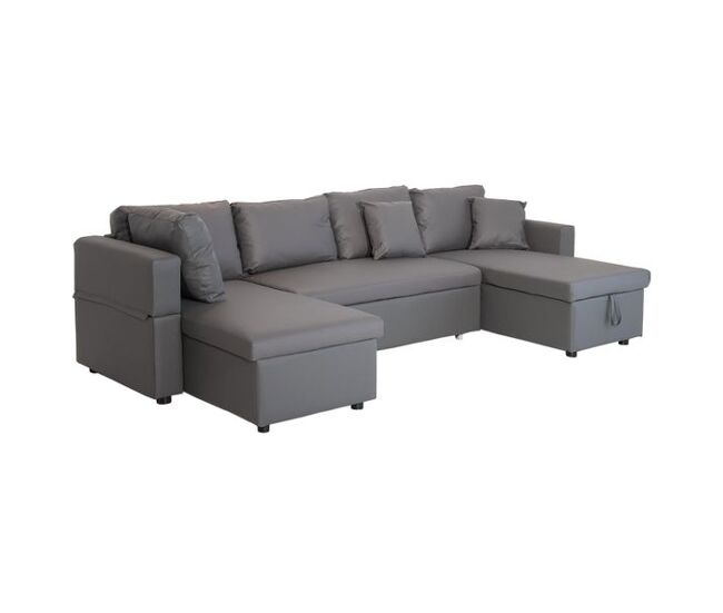 Sofá panorámico convertible en polipiel scott 4 plazas gris