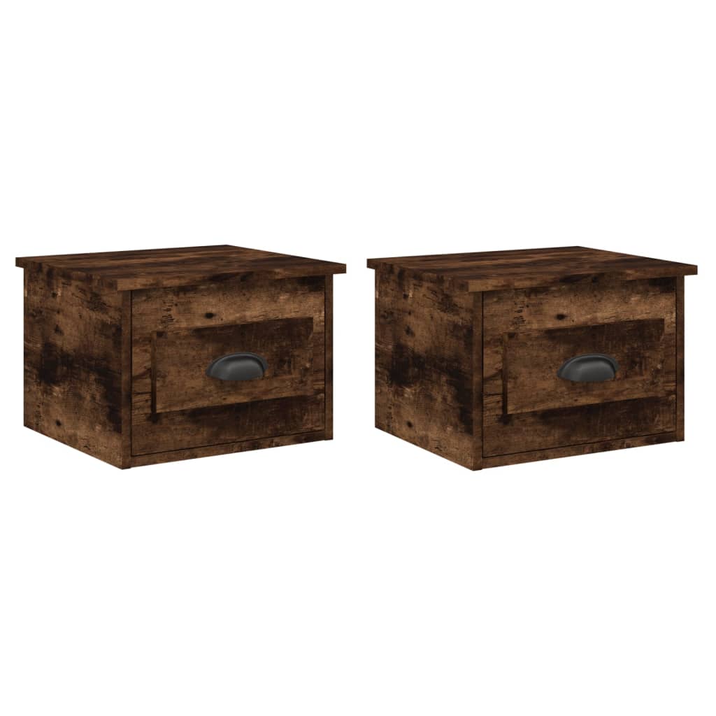 Vidaxl mesas de cabeceira parede 2 pcs 41,5x36x28 cm carvalho fumado