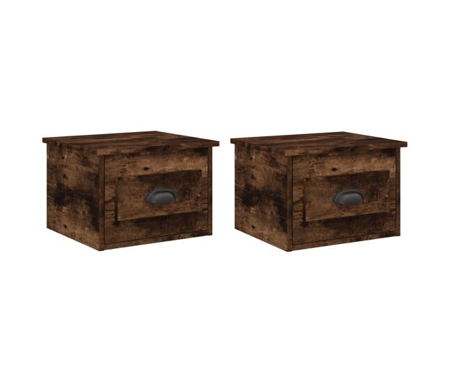 Vidaxl mesas de cabeceira parede 2 pcs 41,5x36x28 cm carvalho fumado