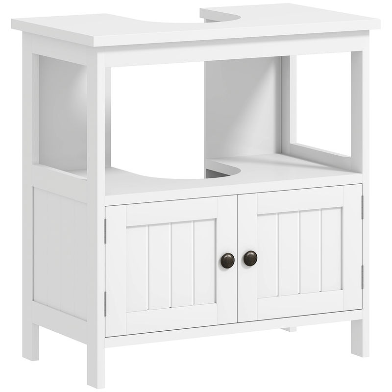 Kleankin móvel para lavatório pousar com armário de 2 portas estante aberto e estante ajustável interior carga 30 kg 60x30x60 cm branco