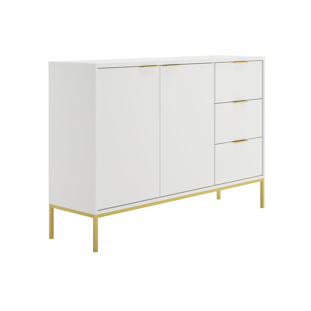 Aparador seattle branco com 2 portas e 3 gavetas