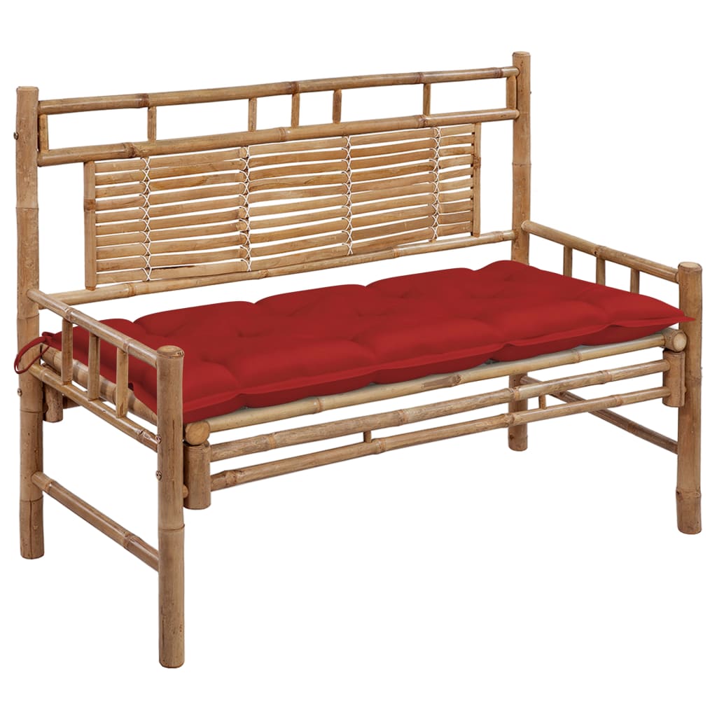 Vidaxl banco de jardim com almofadão 120 cm bambu