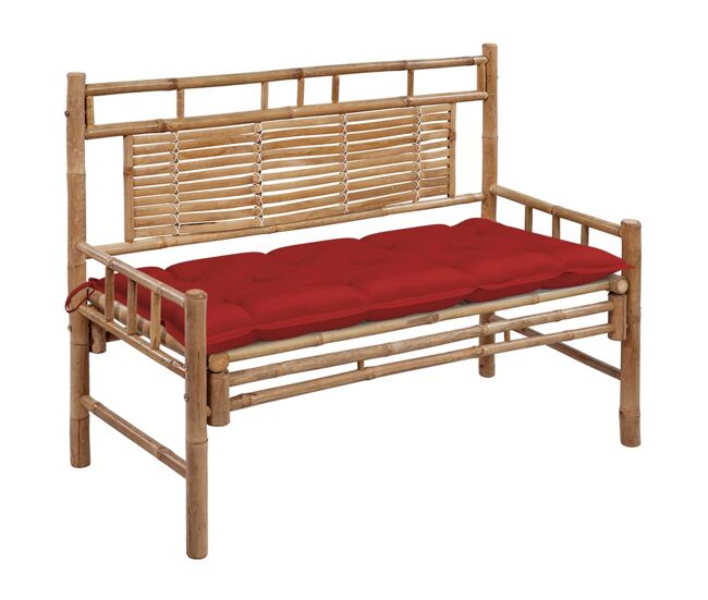 Vidaxl banco de jardim com almofadão 120 cm bambu