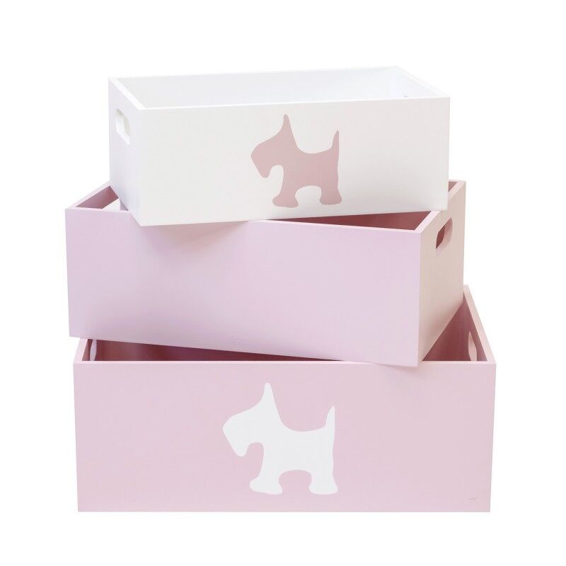Caixas set de 3 mdf rosa 15x40x28/13x35x23/11x30x18cm