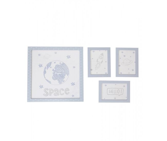 Quadros set de 4 infantis mdf bleu 22x16cm/38x40cm