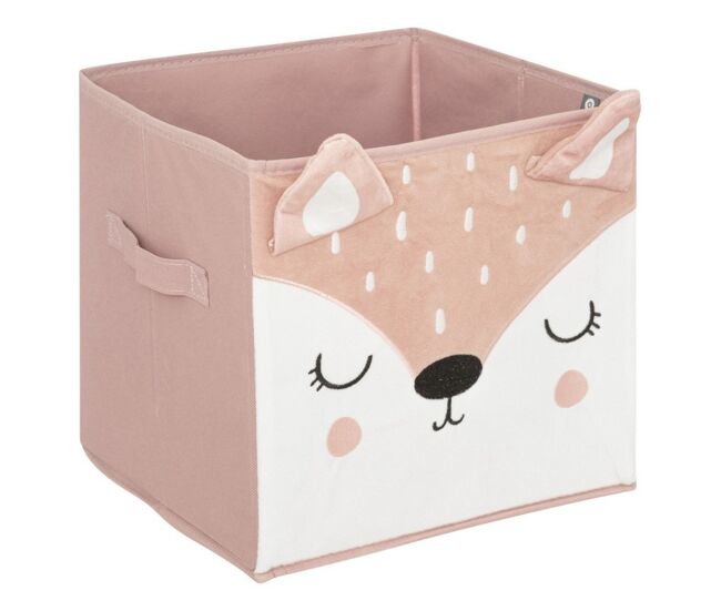 Caixa de arrumação em cartão rosa 29x29 cm