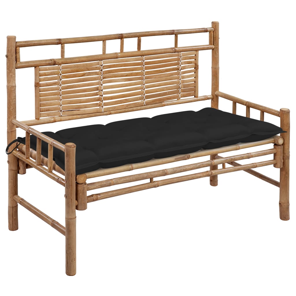 Vidaxl banco de jardim com almofadão 120 cm bambu