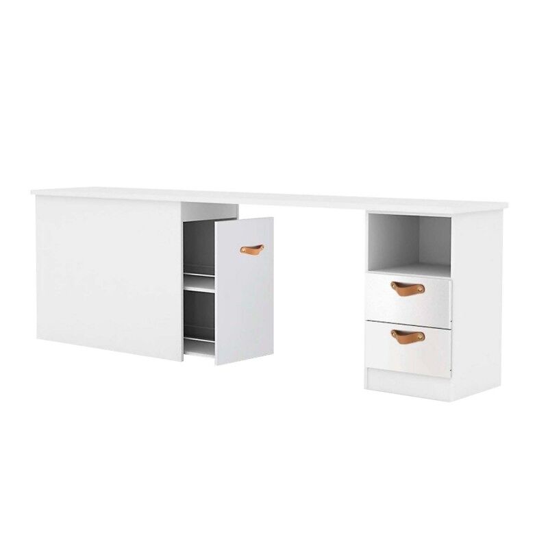 Secretária com armazenamento lea 76,5x202/242x45