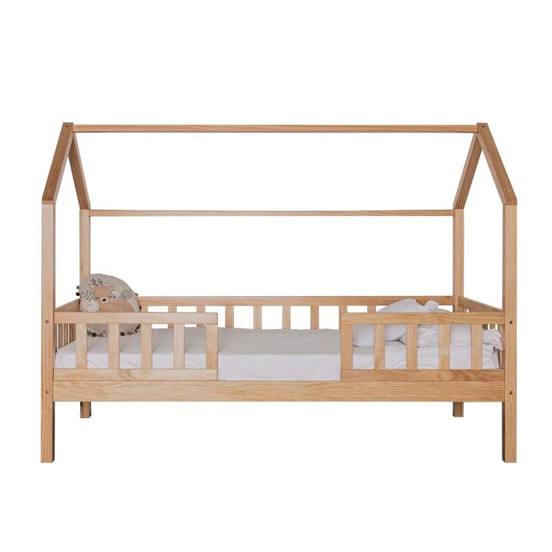 Cama casinha com grades de madeira pinho 90x190 cm
