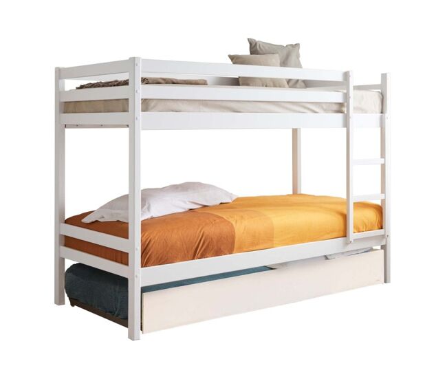 Beliche + cama extraível em madeira blanche 90x190/90x190cm