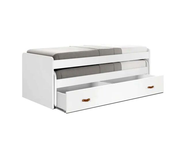 Cama + gavetas aglomerado blanc com estrados e colchões 90x200cm