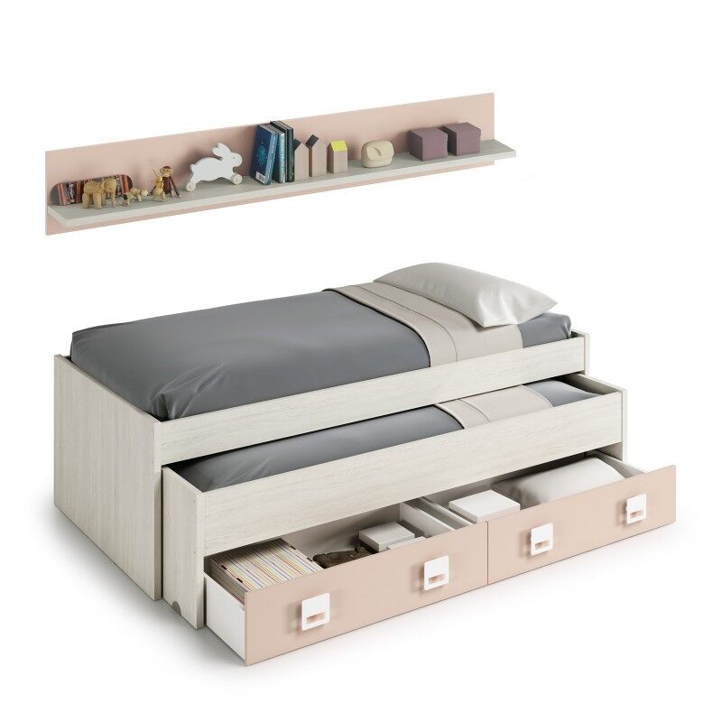 Cama e estante + base, somiê e colchões
