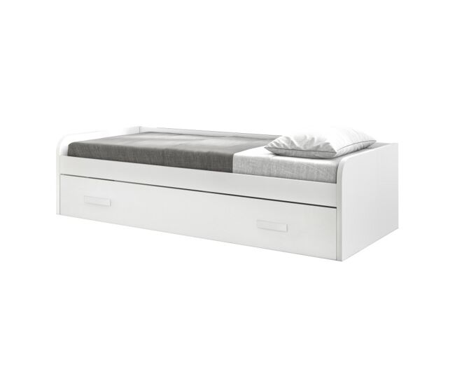 Cama + cama elevável aglomerado blanc com estrado 105/105 cm