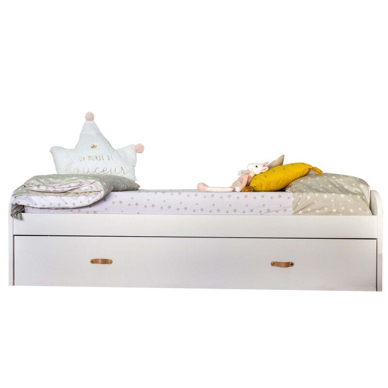 Cama + gavetas aglomerado blanc com estrado 105x190cm