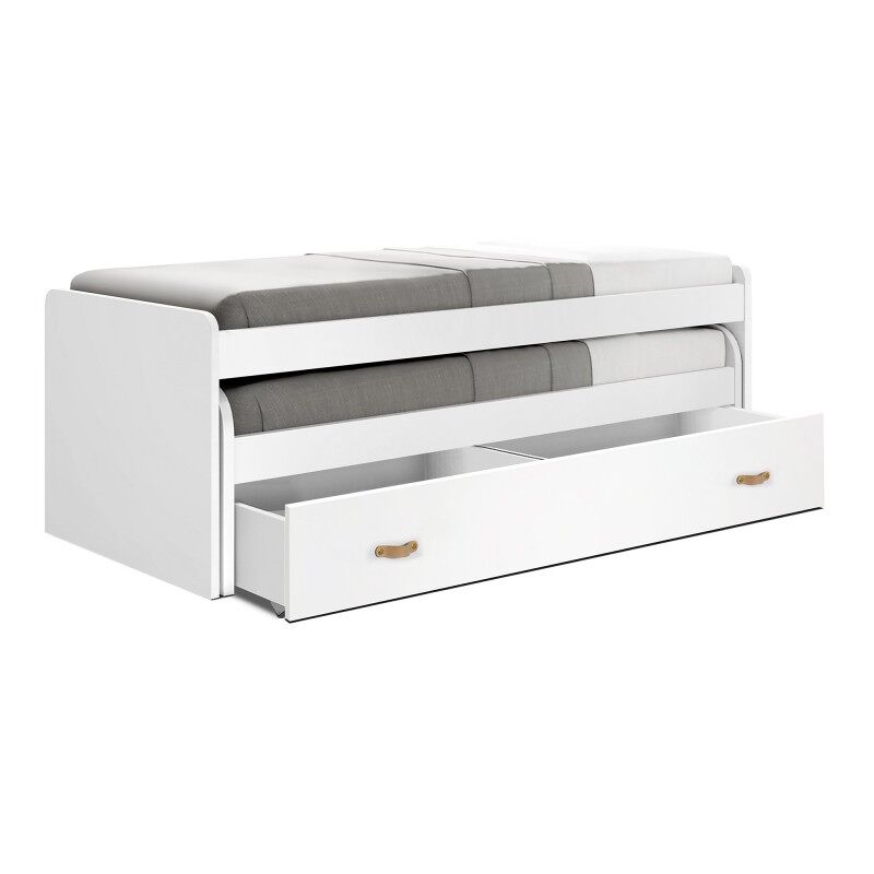 Cama + gavetas aglomerado blanc com estrados 105x200cm