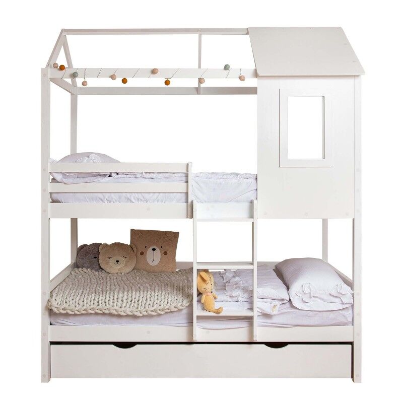 Beliche + cama extraível de madeira blanche 90x190/90x190cm
