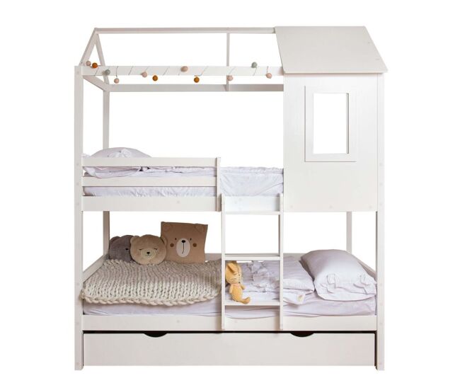 Beliche + cama extraível de madeira blanche 90x190/90x190cm