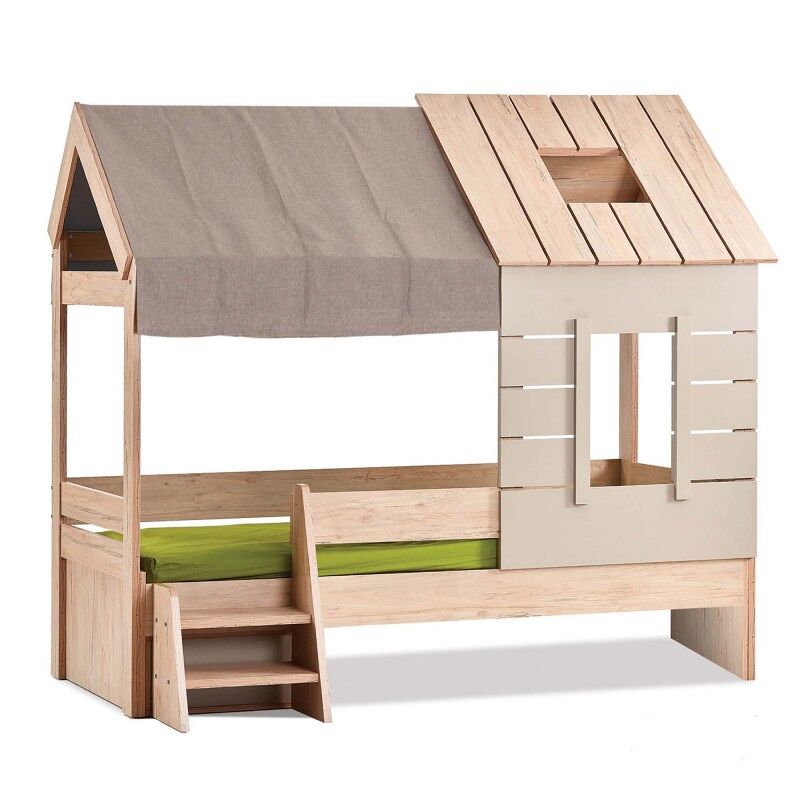 Cama de enfant casinha de aglomerado gris 90x200cm