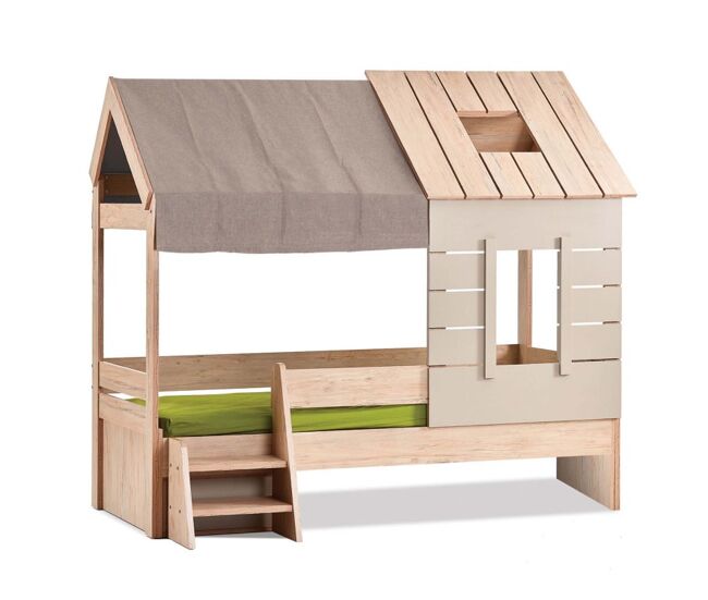 Cama de enfant casinha de aglomerado gris 90x200cm