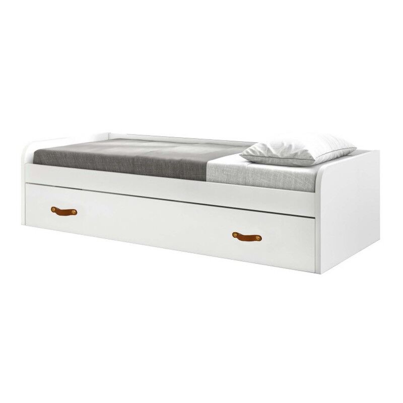 Cama + cama elevável em aglomerado blanc com estrado de 90/90 cm