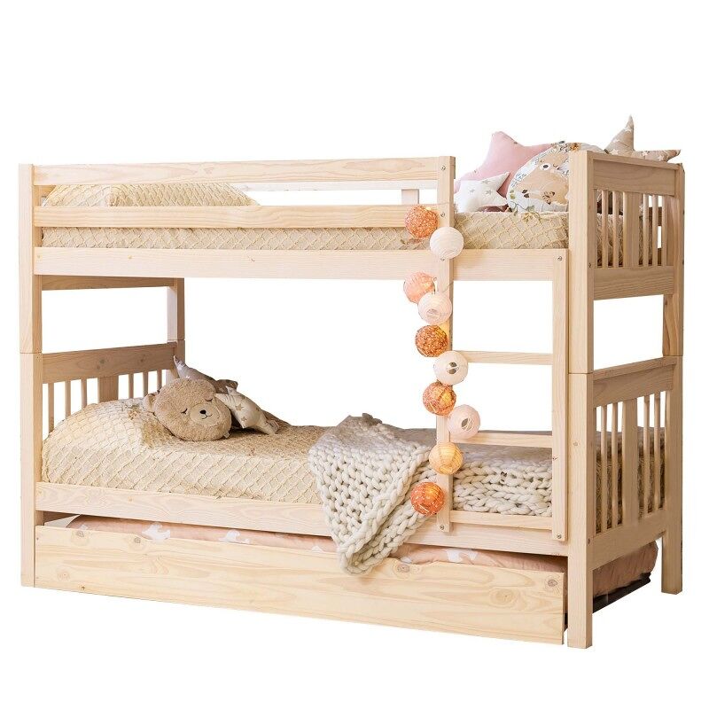 Beliche + cama extraível madeira blanche lavada 90x190cm