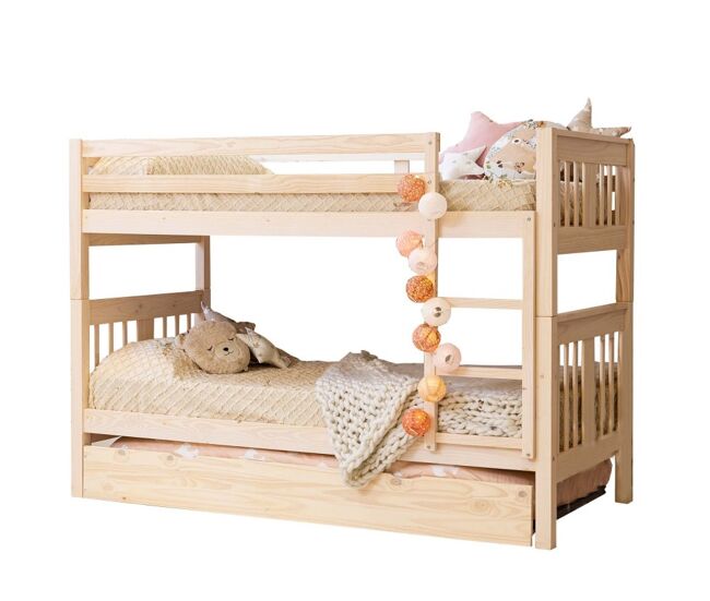 Beliche + cama extraível madeira blanche lavada 90x190cm