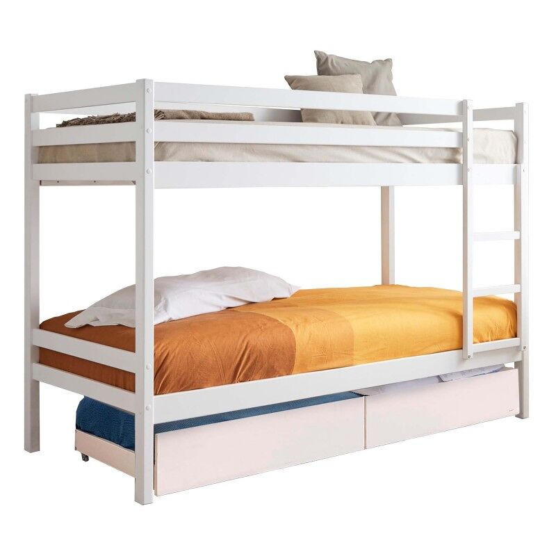 Beliche + 2 gavetas em madeira blanche 90x190/90x190cm