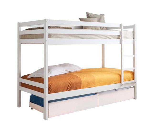 Beliche + 2 gavetas em madeira blanche 90x190/90x190cm