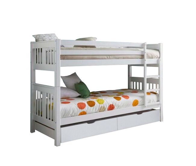Beliche + 2 gavetas em madeira blanche 90x190cm