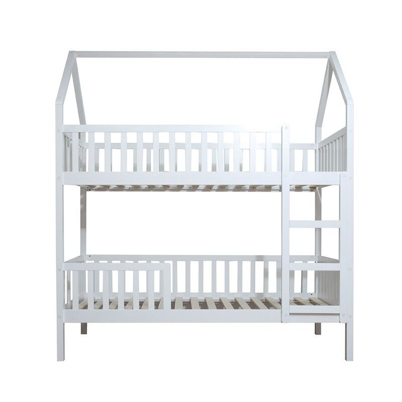 Beliche casinha de madeira blanc 90x190/90x190cm
