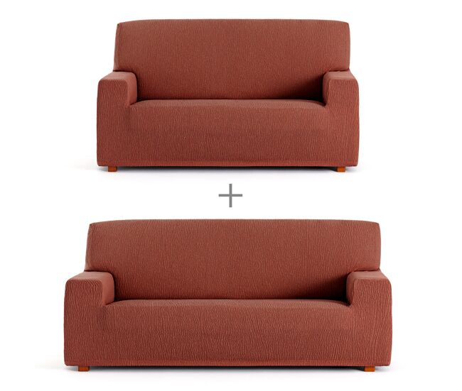 Conjunto de capas para sofá eysa troya laranja 70 x 110 x 210 cm 2 peças