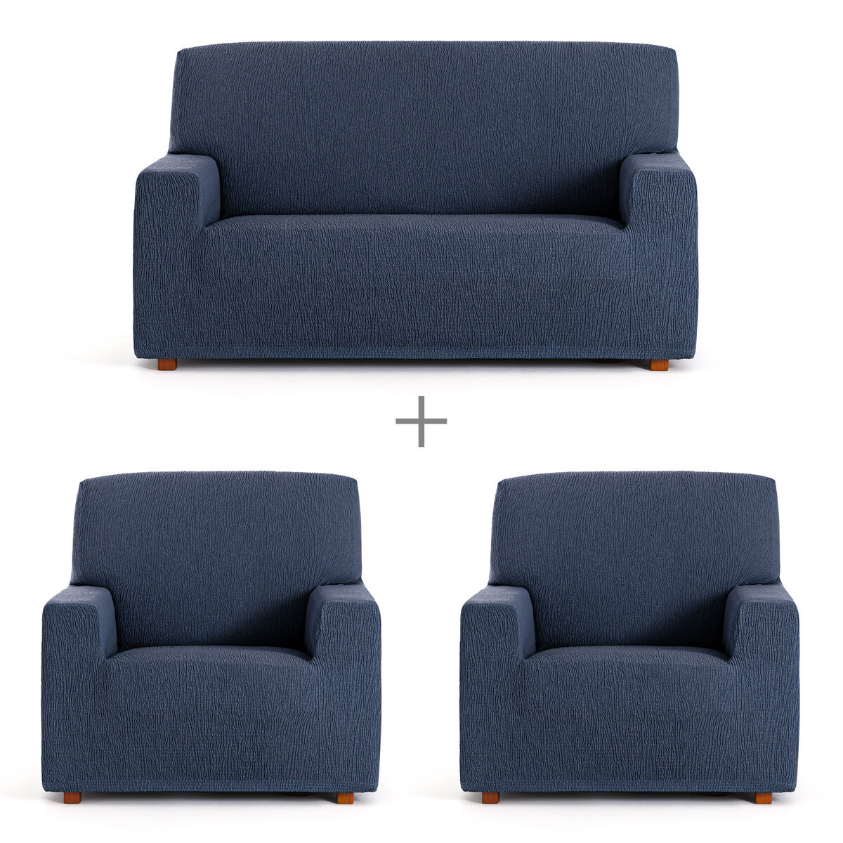 Conjunto de capas para sofá eysa troya azul 70 x 110 x 210 cm 3 peças