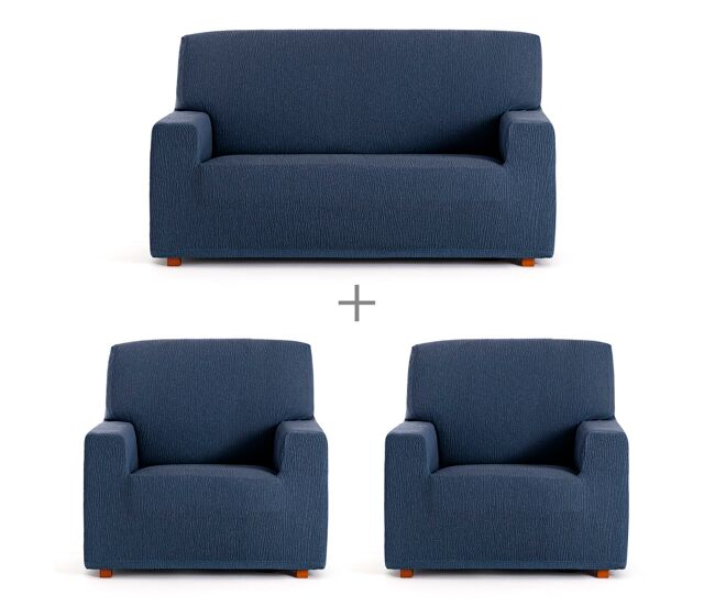 Conjunto de capas para sofá eysa troya azul 70 x 110 x 210 cm 3 peças