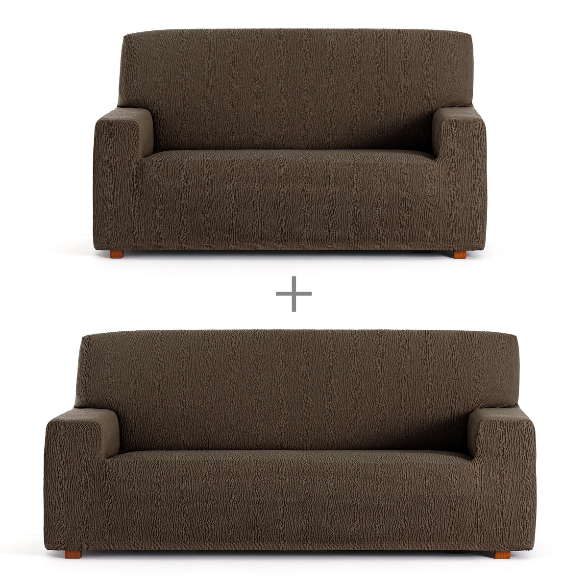 Conjunto de capas para sofá eysa troya castanho 70 x 110 x 210 cm 2 peças