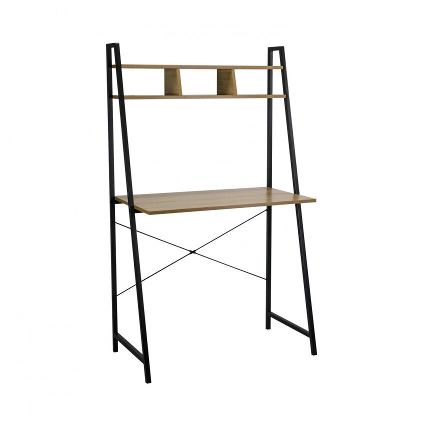Mesa de metal com étagère organizadora de madeira oyam 142x84x46cm 7house