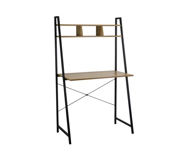 Mesa de metal com étagère organizadora de madeira oyam 142x84x46cm 7house