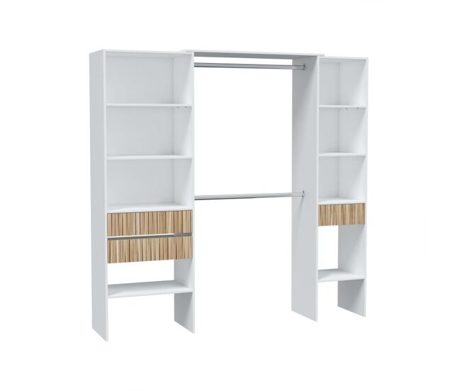 Roupeiro aberto com amplo espaço de arrumação, 190 x 187 cm, ethna blanco artik (blanco mate) - natur x 187 x 40 cm