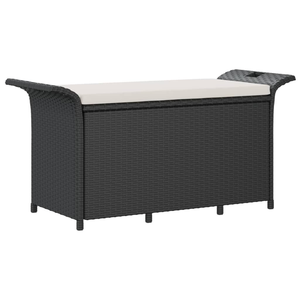 Vidaxl banco de jardim com almofadão 116x46x57 cm vime pe preto