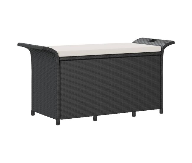 Vidaxl banco de jardim com almofadão 116x46x57 cm vime pe preto