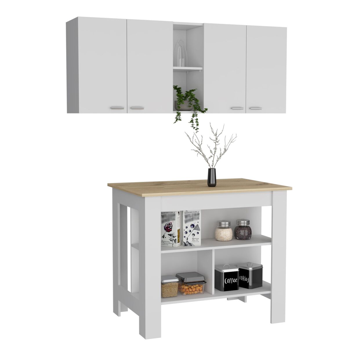 Conjunto de cozinha cala, conjunto mesa de cozinha 1dr 2s + armário superior 150 cozinha