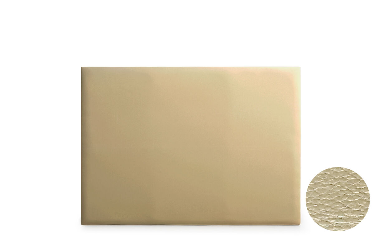 Cabeceira estofada neus pele sintética 115x120x5 cm - dourado - moonia