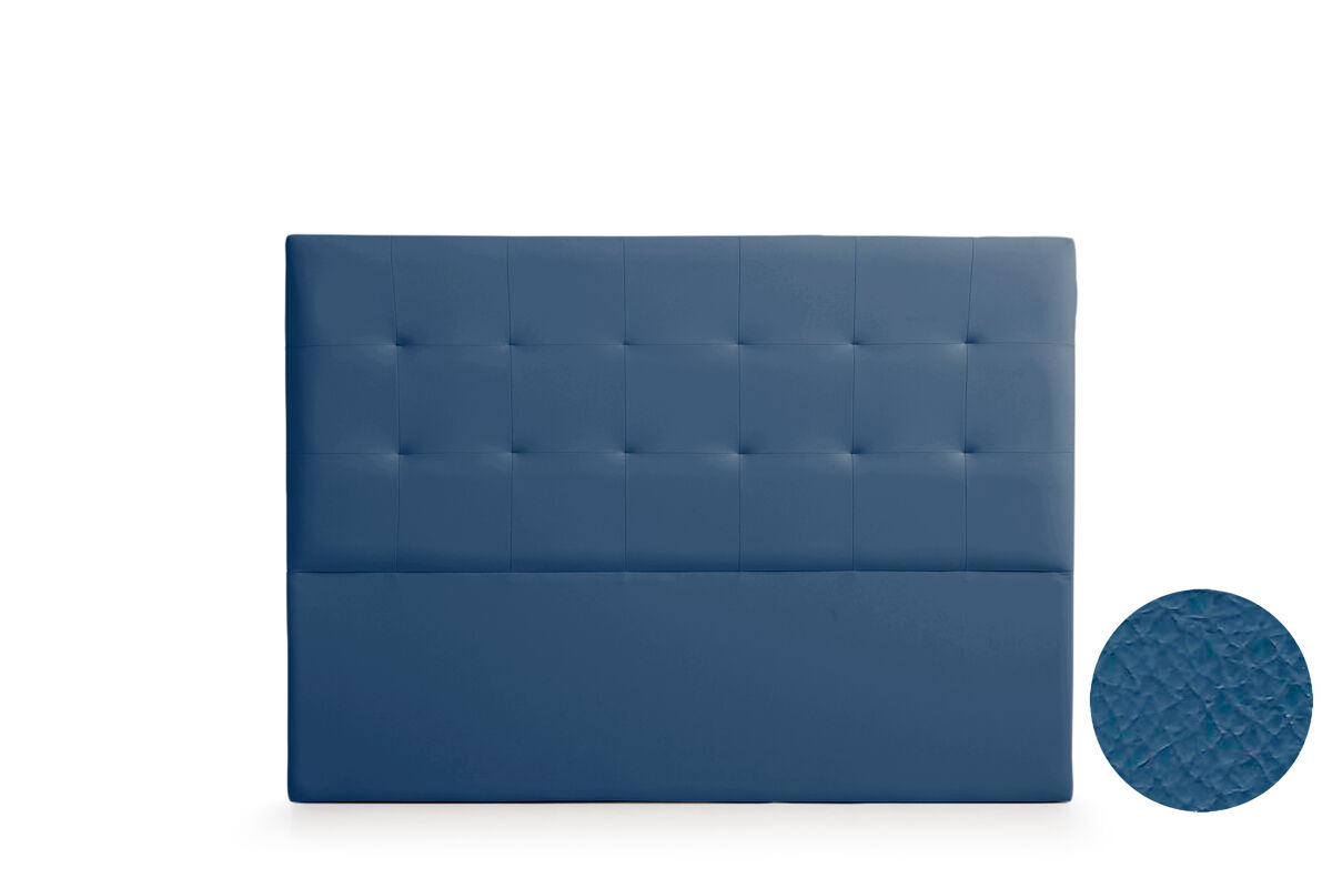 Cabeceira estofada atenea pele sintética 130x120x8 cm - azul escuro - moonia