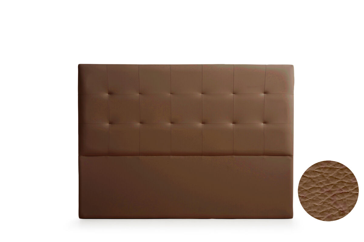 Cabeceira estofada atenea pele sintética 130x120x8 cm - castanho - moonia